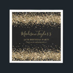 Glam Black Gold Glitter Sparkle Confetti Birthday Napkin<br><div class="desc">Modern Glam Black Gold Glitter Sparkle Confetti Birthday Napkins</div>