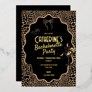 Glam Black & Gold Leopard Print Bachelorette Party