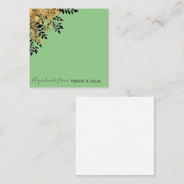 Glam Black & Gold Tropical Leaves  Card (Front/Back)