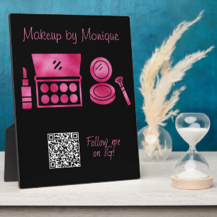 Glam Black & Hot Pink Makeup Artist QR Code Plaque