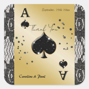 Glam Black Lace Ace of Spades Square Favour  Sticker