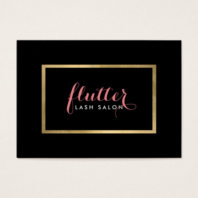 Glam Black Pink Gold Lash Salon Aftercare Card (Front)