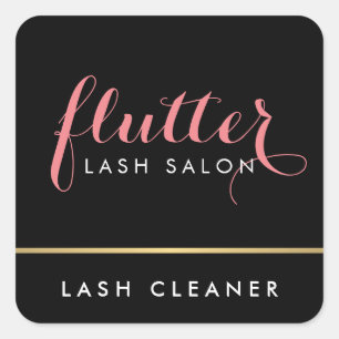 Glam Black Pink Gold Lash Salon Lash Cleaner Square Sticker