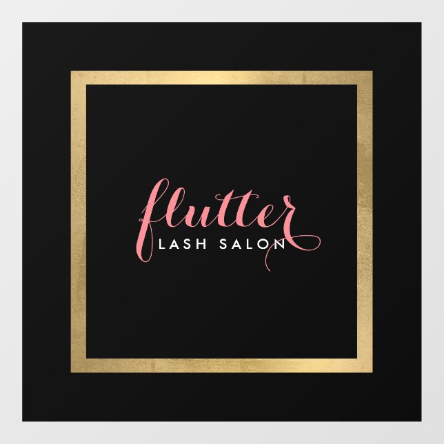 Glam Black Pink Gold Salon, Boutique Window Cling (Sheet)