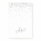 Glam Black Silver Glitter Glam Monogram Name