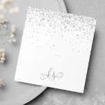 Glam Black Silver Glitter Monogram Name Notepad<br><div class="desc">Glam Black Silver Glitter Elegant Monogram Notepad. Easily personalise this trendy chic notepad design featuring elegant silver sparkling glitter on a black background. The design features your handwritten script monogram with pretty swirls and name.</div>
