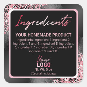 Glam Black With Pink Glitter Ingredient Labels