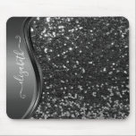 Glam Bling Personalised Glitter Calligraphy Blue   Mouse Mat<br><div class="desc">This design does not contain actual glitter or sequins. It may be personalised in the area provided by changing the photo and/or text. Or it can be customised by clicking Personalise this Template and then choosing the click to customise further option and delete or change the colour of the background,...</div>