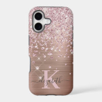 Glam Bling Rose Gold Diamond Confetti Monogrammed