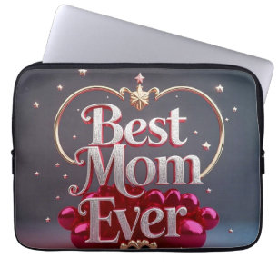 Glam Bling Silver Gold Best Mum Ever Laptop Sleeve