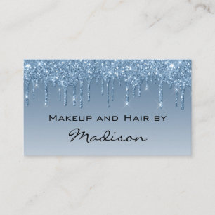 Glam Blue Dripping Glitter Drips Makeup Artist Business Card