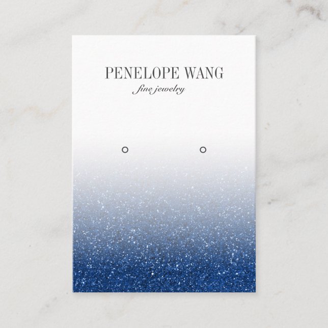 Glam Blue Glitter Ombre Jewellery  Earring display Business Card (Front)