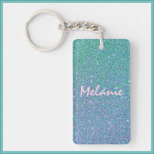Glam Blue Green and Purple Glitter Key Ring (Creator Uploaded)