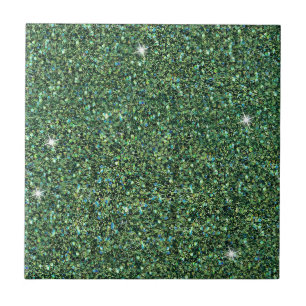 Glam Blue Teal Glitter Sparkle Chic Tile