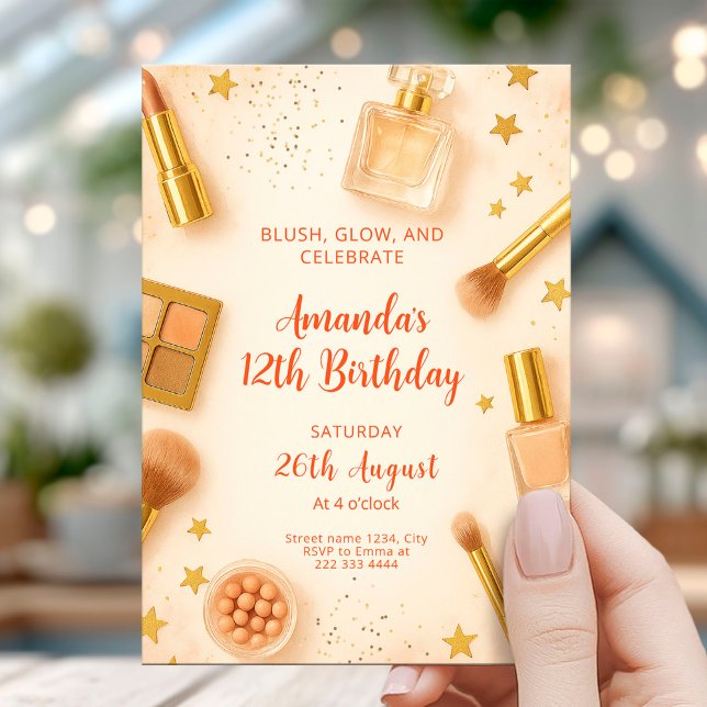Glam Blush and Glow Birthday Party Invitation (Creator Uploaded)