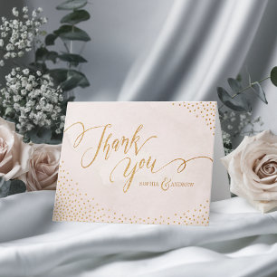 Glam blush glitter rose gold calligraphy thank you