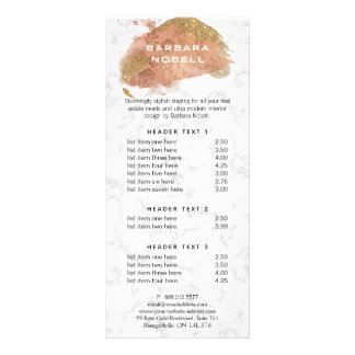 Glam Blush Gold Glitter Paint White Marble Rack Card