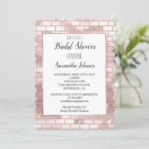 Glam Blush Pink Bricks Bridal Shower Invitation
