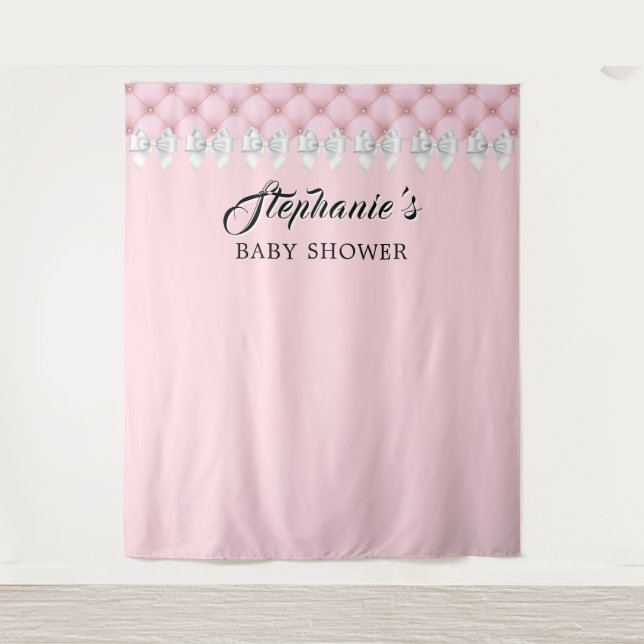 Glam Blush Pink Fancy Tiffany Theme Baby Shower Tapestry (Front)