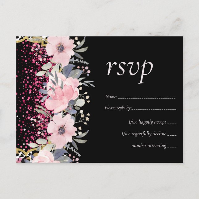 Glam Blush Pink Floral Modern Wedding Stationery Postcard (Front)