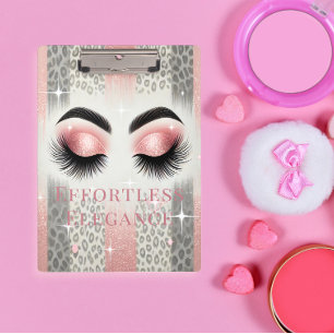 Glam Blush Pink Glitter Eyelashes Clipboard