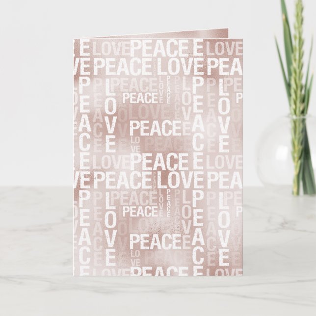 Glam Blush Pink Peace Love    Card (Front)