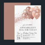 Glam Blush Pink Rose Gold Glitter Balloon Birthday Invitation<br><div class="desc">Glam Blush Pink Rose Gold Glitter Balloon Birthday Invitation</div>