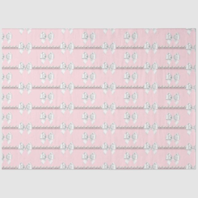 Glam Blush Pink Tiffany Pearls Theme 30th Birthday Tissue Paper (Front)
