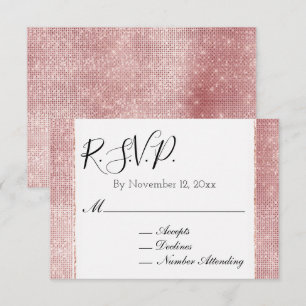 Glam Blush Pink White Glitzy Sparkle RSVP Enclosure Card