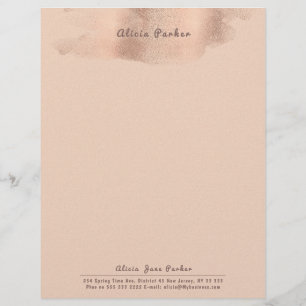 Glam Blush Rose Gold Copper Foil Beautician Custom Letterhead