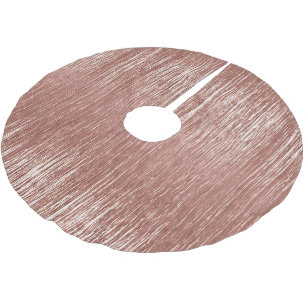 Glam Blush Rose Gold Glitzy Stripes Brushed Polyester Tree Skirt