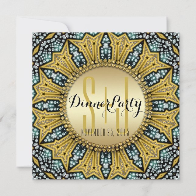 Glam Bohemian Superstar Dinner Party Invitations (Front)