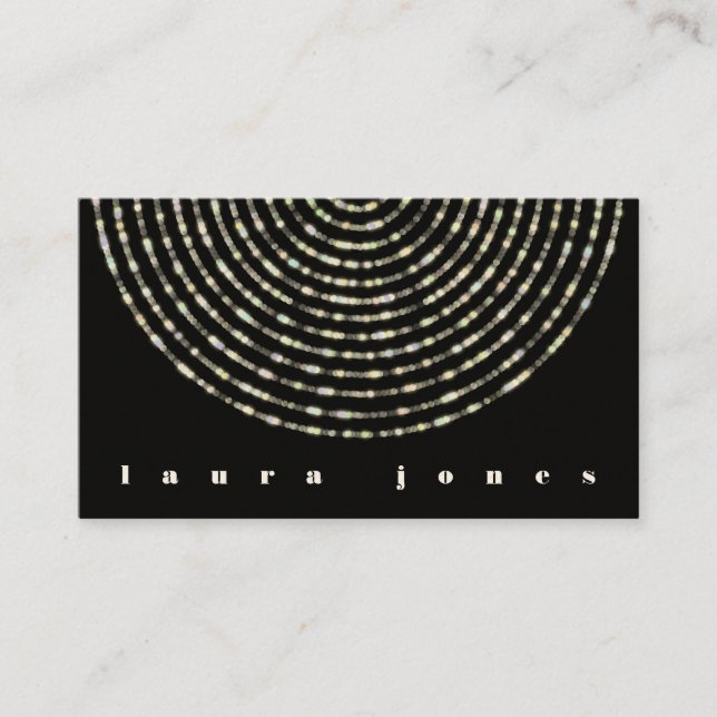 Glam Bokeh Light Rings Night Custom Editable Business Card (Front)