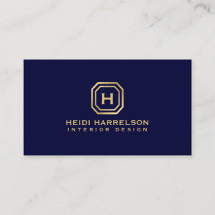 Glam Box Logo Monogram on Dark Blue Designer Business Card