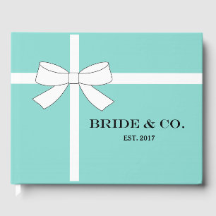 Glam BRIDE Teal Blue Bridal Wedding Shower Party Guest Book