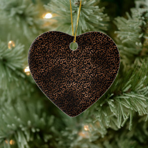 Glam Brown Black Leopard Print Ceramic Tree Decoration