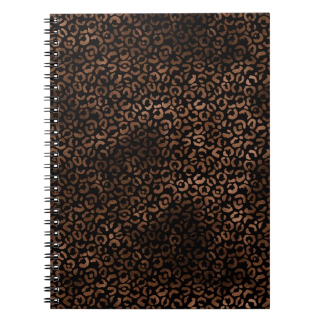 Glam Brown Black Leopard Print Notebook (Front)
