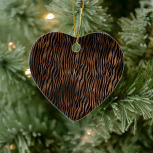 Glam Brown Black Zebra Print Ceramic Tree Decoration