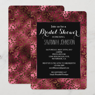 Glam Brown Burgundy Leopard Print bridal shower Invitation