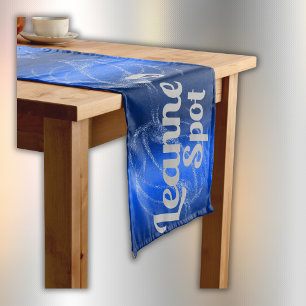 Glam Brushed Metal and Glitter Blue Monogram Medium Table Runner