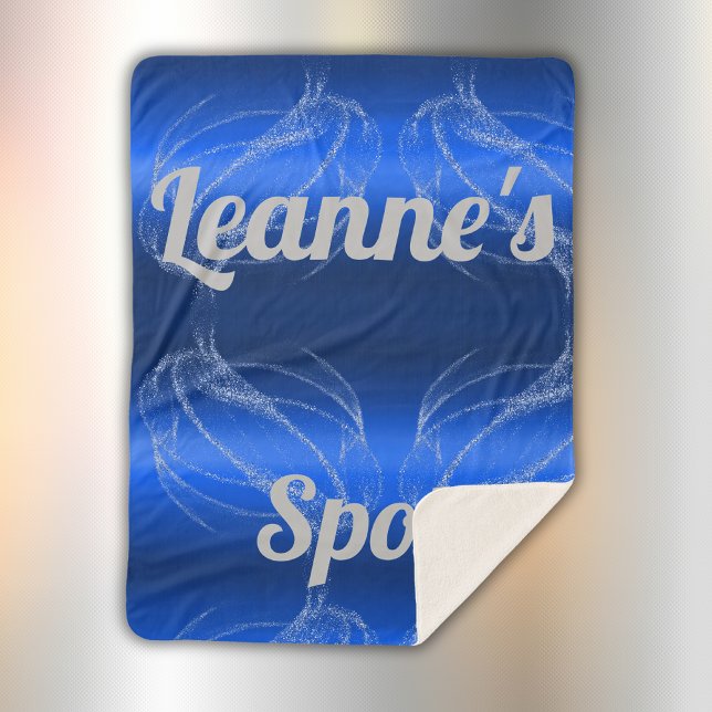 Glam Brushed Metal and Glitter Blue Monogram | Sherpa Blanket (Creator Uploaded)