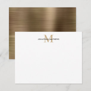 Glam Brushed Metal Gold Classic Monogram Card