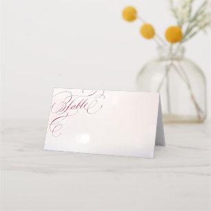 Glam burgundy calligraphy wedding place cards