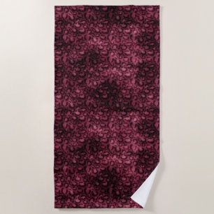 Glam Burgundy Leopard Print Beach Towel