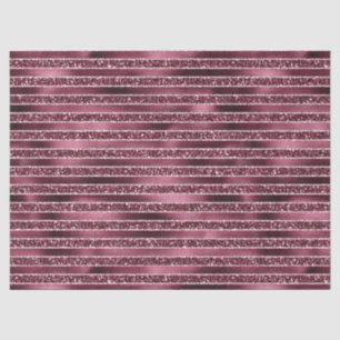 Glam Burgundy Red Rose Blush Glitter Stripes   Tissue Paper
