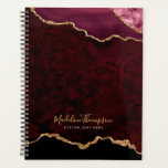 Glam Burgundy Velvet Agate Geode Gold Script Planner<br><div class="desc">Glam Burgundy Velvet Agate Geode Gold Script Planner</div>