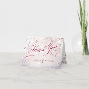 Glam burgundy vintage calligraphy thank you card