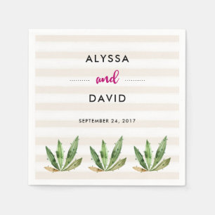 Glam Cactus   Desert Stripes Wedding Napkin