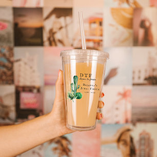 Glam Cactus Fiesta Monogram Bachelorette Acrylic Tumbler