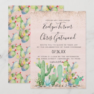 Glam Cactus Fiesta Wedding Invitation
